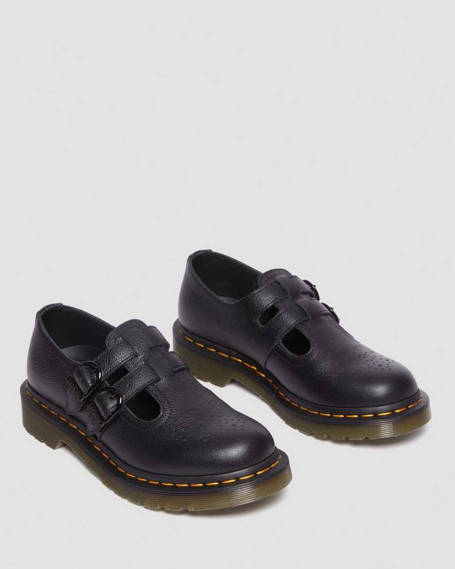 8065 Virginia Leather Mary Jane Shoes — Black