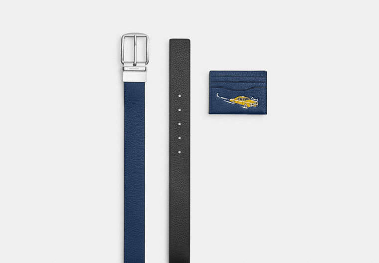 Boxed Card Case And Belt Set With Car Print