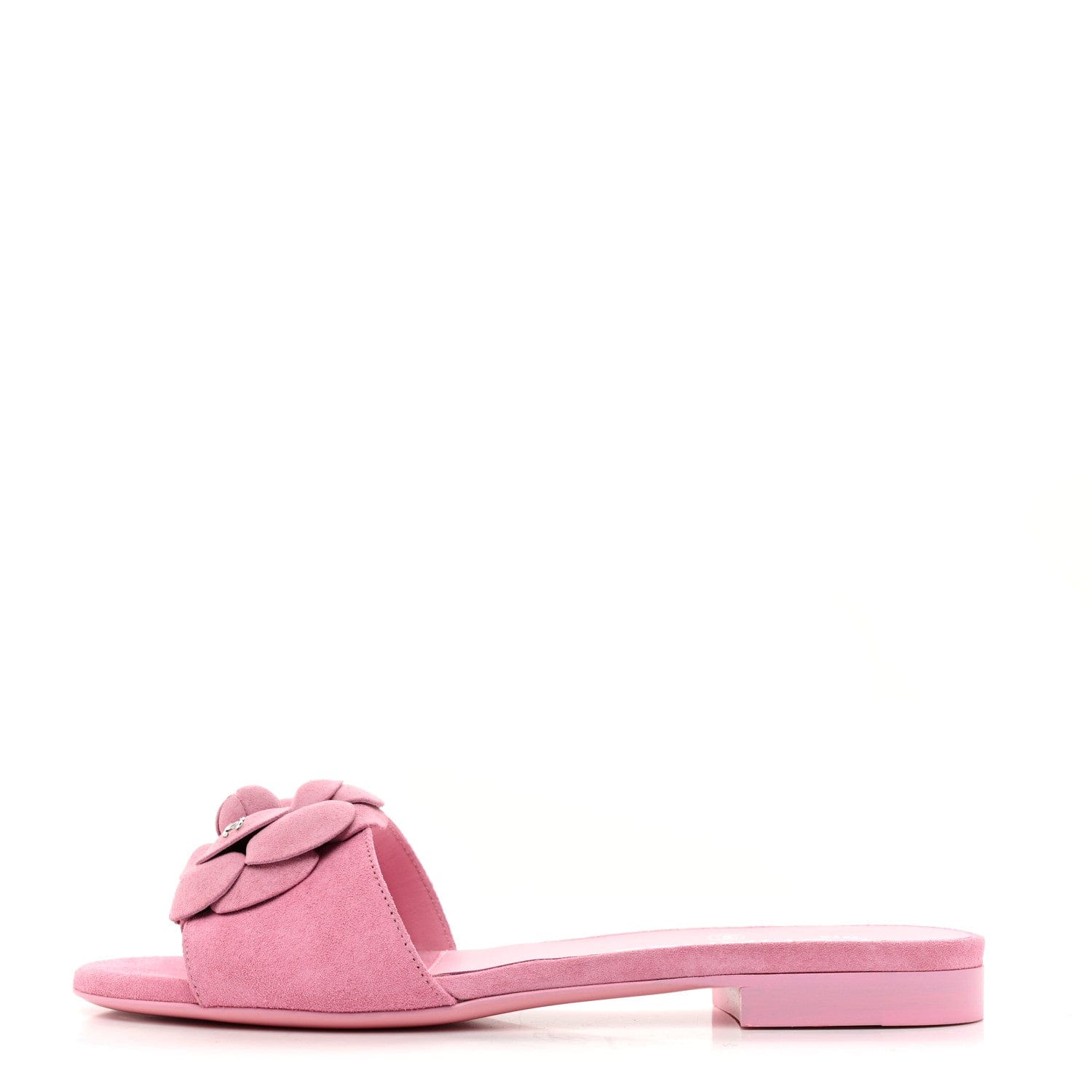 Suede Calfskin Camellia CC Slides