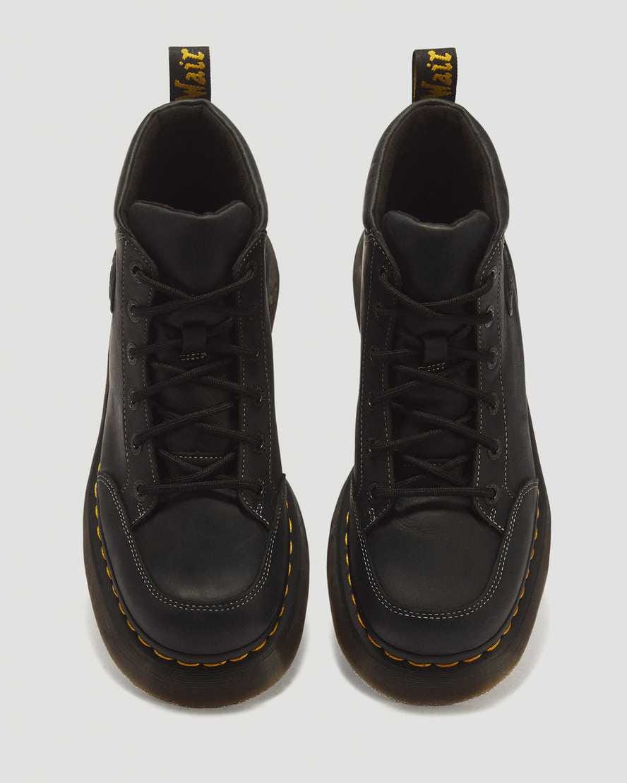 Buzz 6 Eye Wyoming Leather Lace Up Boots — Black