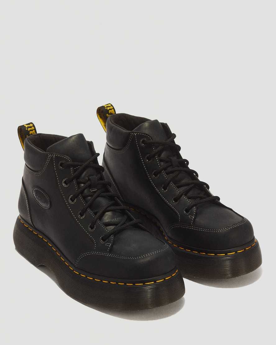 Buzz 6 Eye Wyoming Leather Lace Up Boots — Black