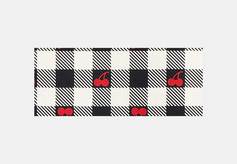 Gingham Cherry Print Silk Bandana