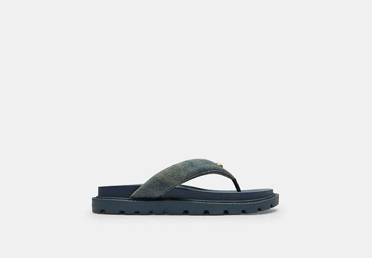 Brynn Thong Sandal In Loved Denim