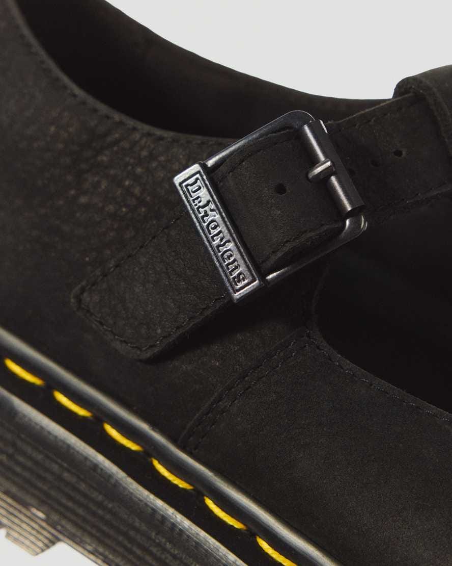 Zebzag Milled Nubuck Mary Jane Shoes — Black