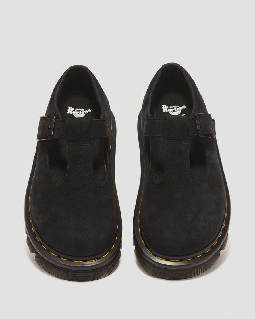 Zebzag Milled Nubuck Mary Jane Shoes — Black
