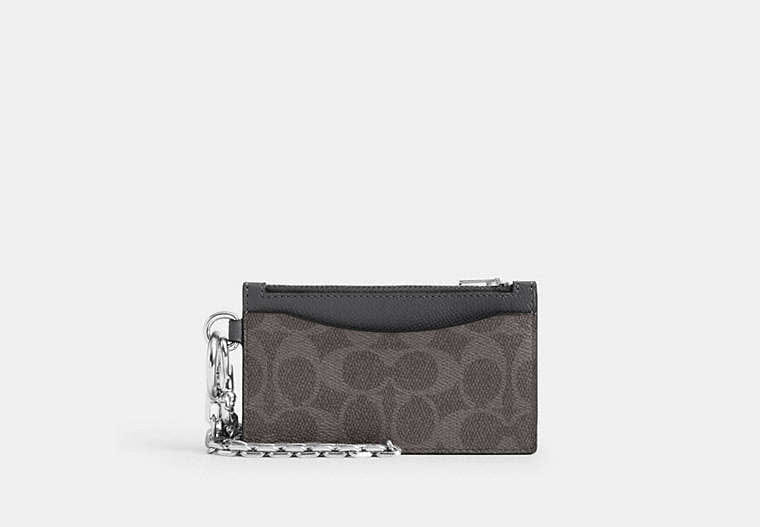 Zip Card Case With Chain In Signature Canvas