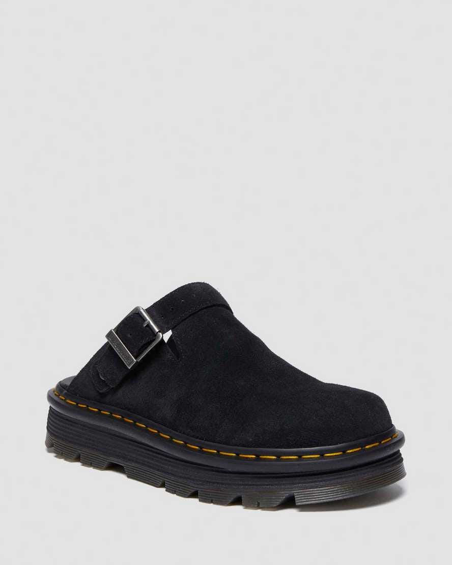 Zebzag Suede Casual Slingback Platform Mules — Black