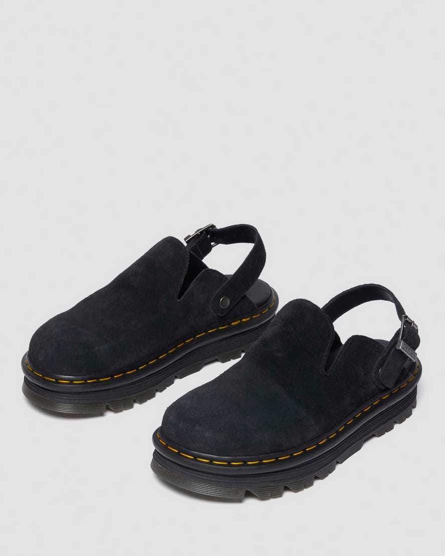 Zebzag Suede Casual Slingback Platform Mules — Black