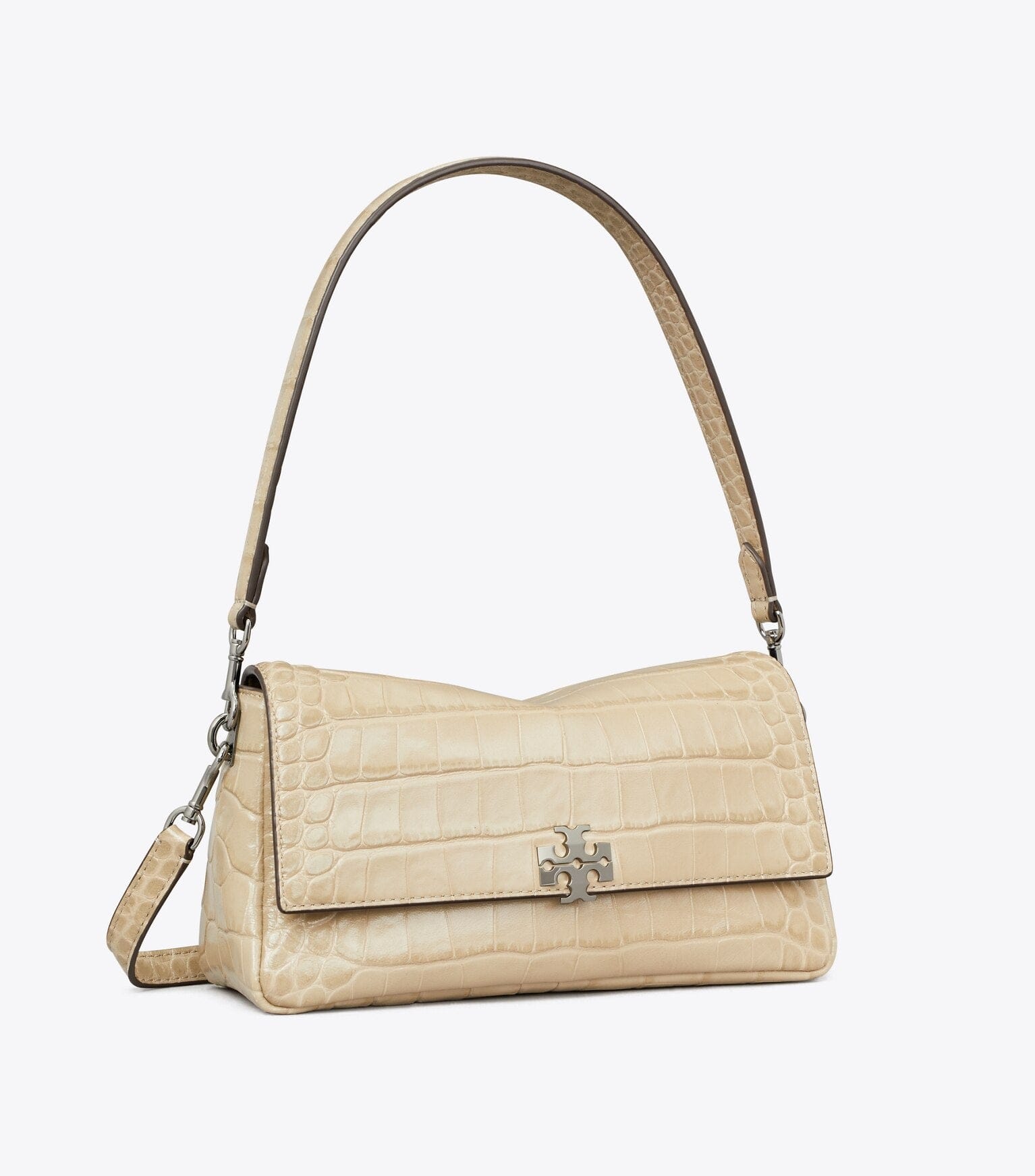 Small Charlie Croc-Embossed Shoulder Bag