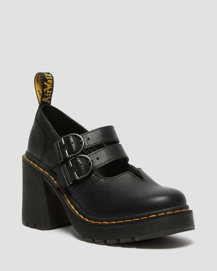 Eviee Sendal Leather Heeled Shoes — Black