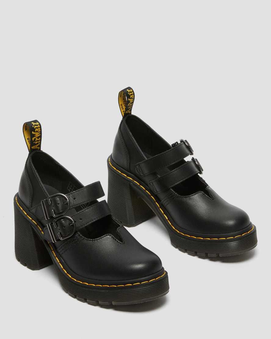 Eviee Sendal Leather Heeled Shoes — Black