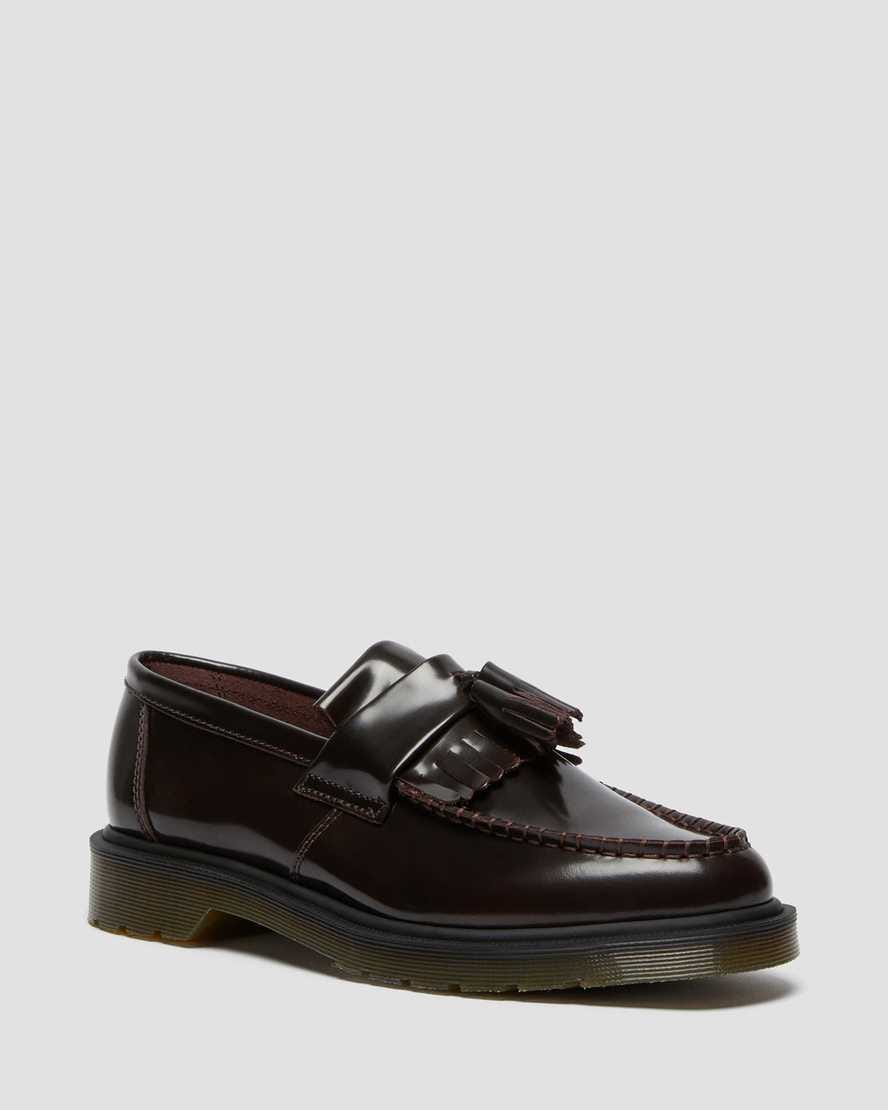 Adrian Arcadia Leather Tassel Loafers — Cherry Red Arcadia