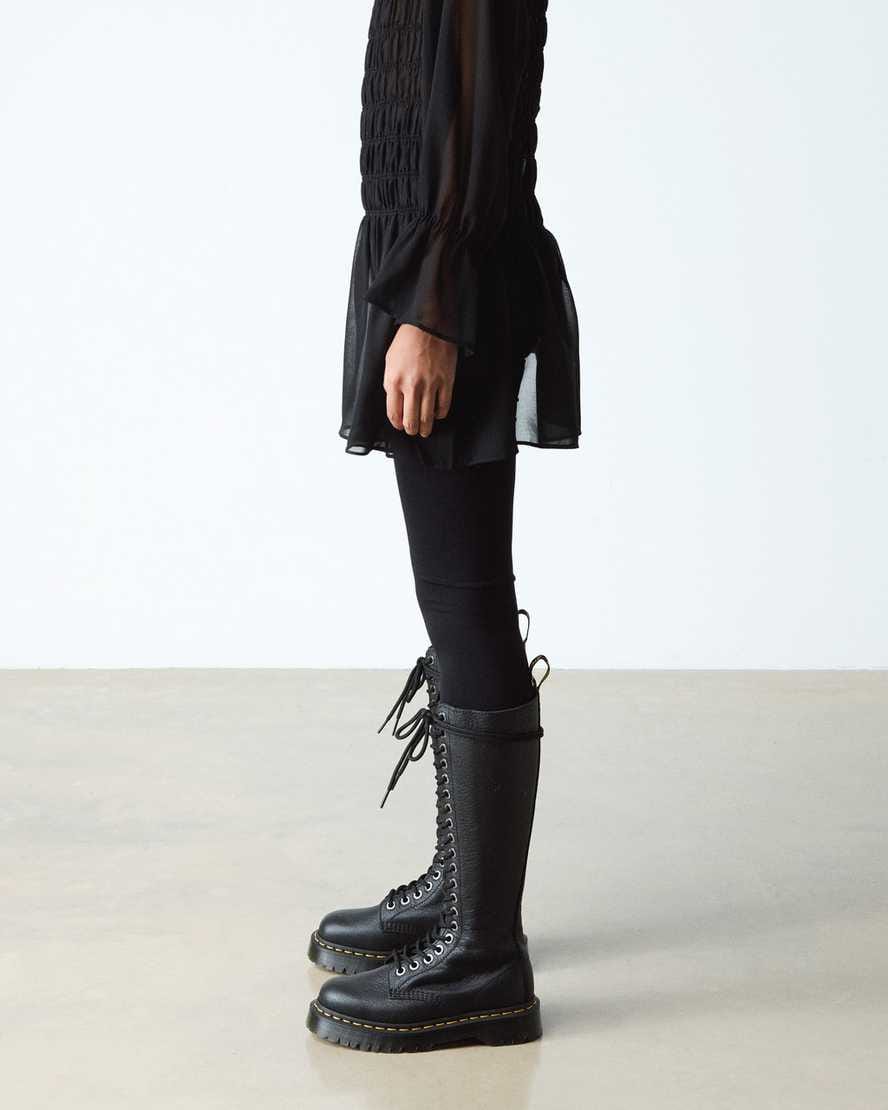 1B60 Bex Pisa Leather Knee High Boots — Black