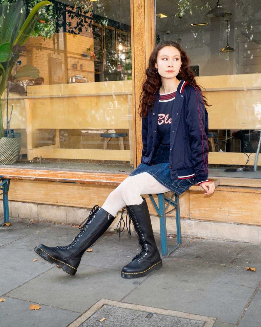 1B60 Bex Pisa Leather Knee High Boots — Black