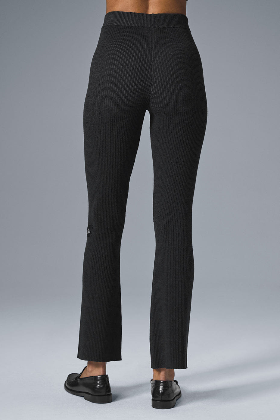 Denim Knit High-Waist Flare Pant