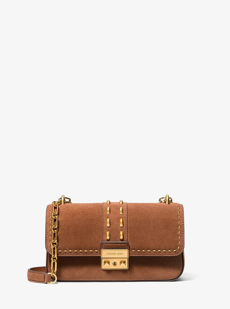 Tribeca Small Studded Suede Shoulder Bag