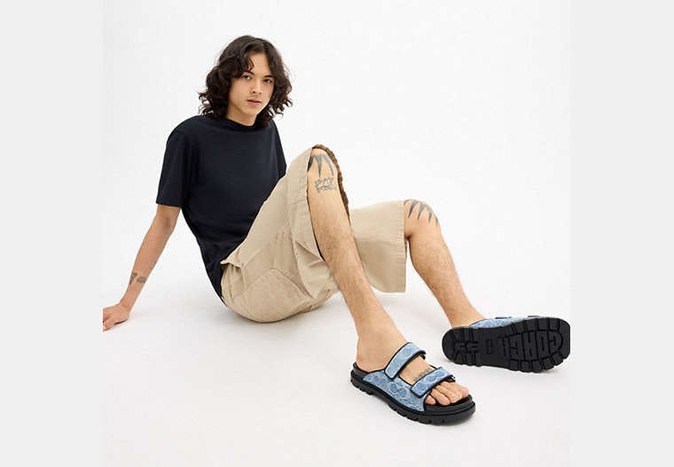 Double Banded Sandal In Signature Denim