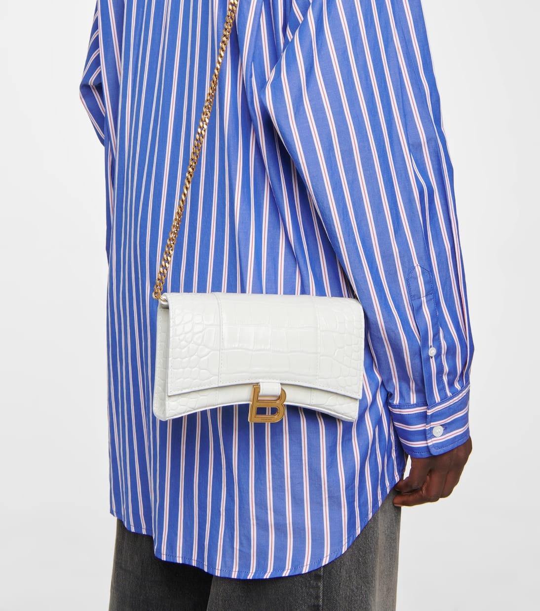 Balenciaga Hourglass leather wallet on chain