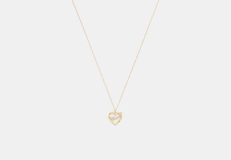 Coach Script Heart Pendant Necklace