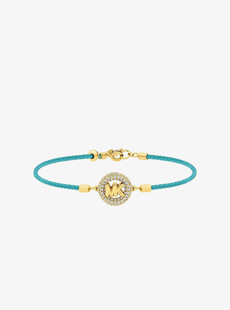 Pavé Gold-Tone Logo Corded Bracelet