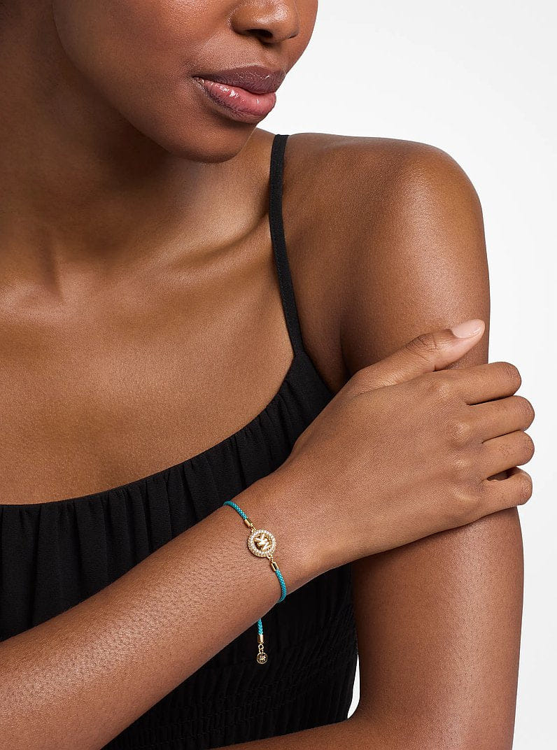 Pavé Gold-Tone Logo Corded Bracelet