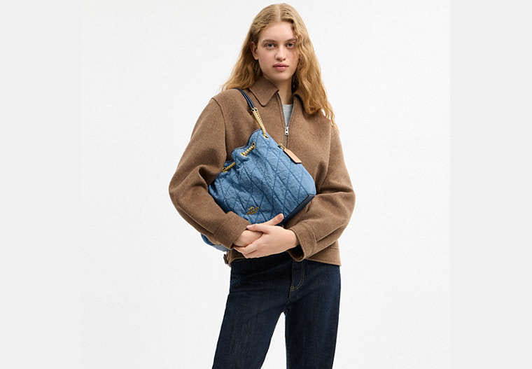 Evelyn Shoulder Bag In Regenerative Cotton With Quilting
