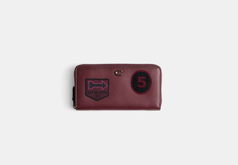 Restored Accordion Zip Wallet With Varsity Patches
