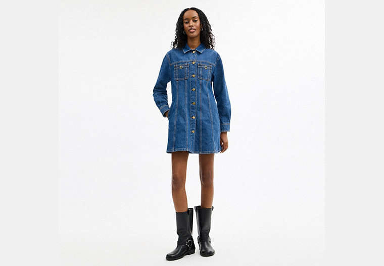 Long Sleeve Denim Dress In Organic Cotton