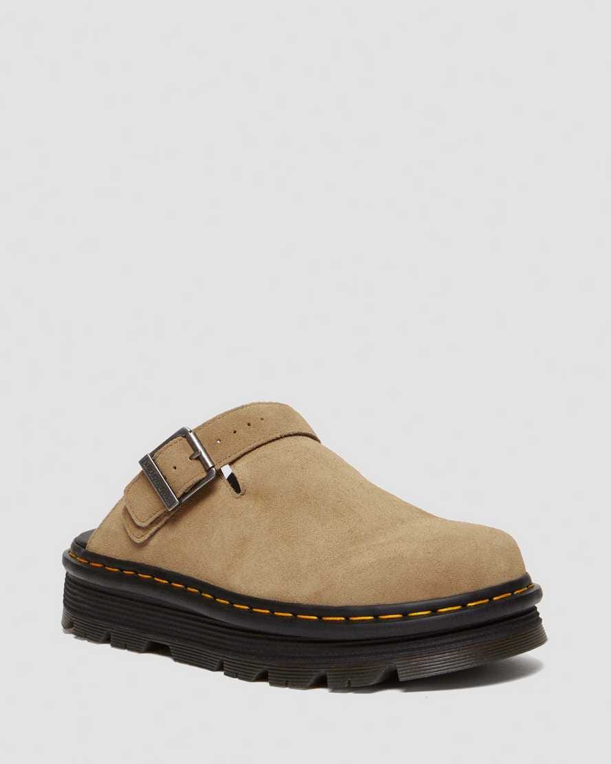 Zebzag Suede Casual Slingback Platform Mules — Savannah Tan