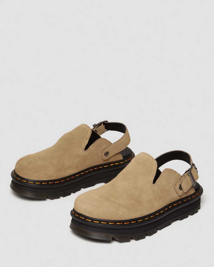 Zebzag Suede Casual Slingback Platform Mules — Savannah Tan