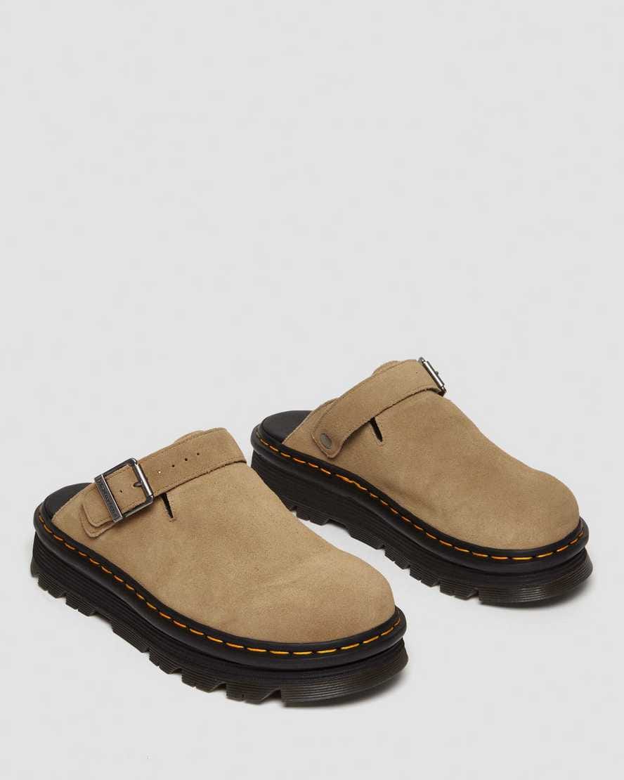 Zebzag Suede Casual Slingback Platform Mules — Savannah Tan
