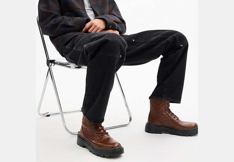 Combat Boot In Signature Leather