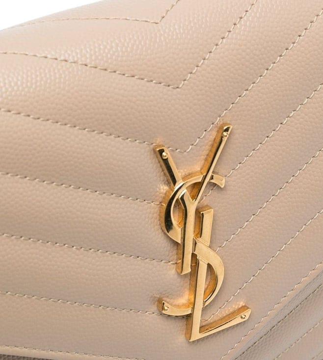 Beige Quilted Leather chain on Wallet