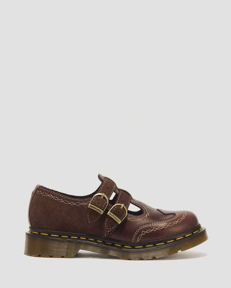 8065 Desert Rodeo Leather & Suede Mary Jane Shoes — DARK BROWN
