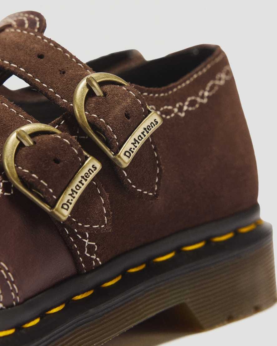 8065 Desert Rodeo Leather & Suede Mary Jane Shoes — DARK BROWN