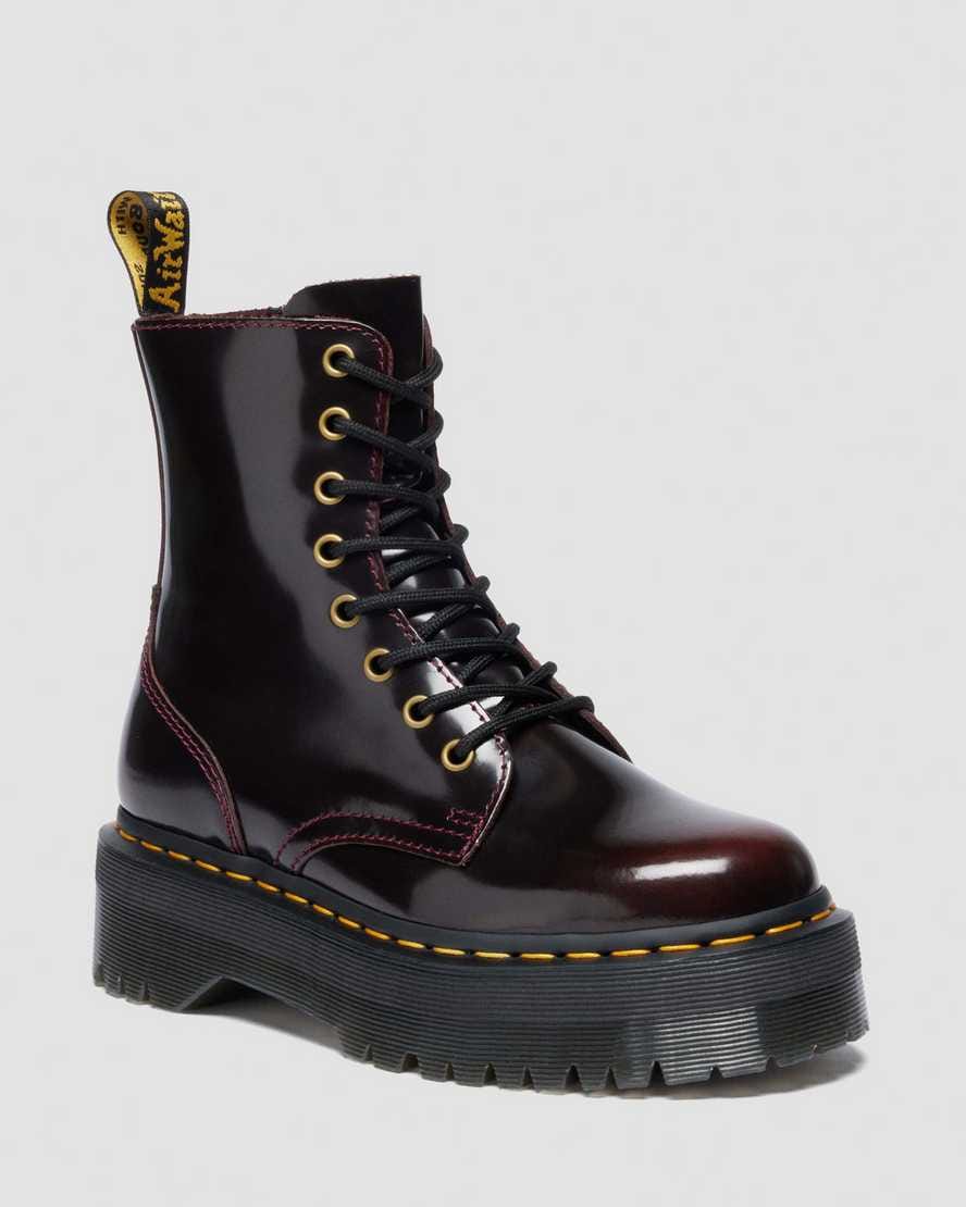 Jadon Arcadia Leather Platform Boots — Cherry Red Arcadia