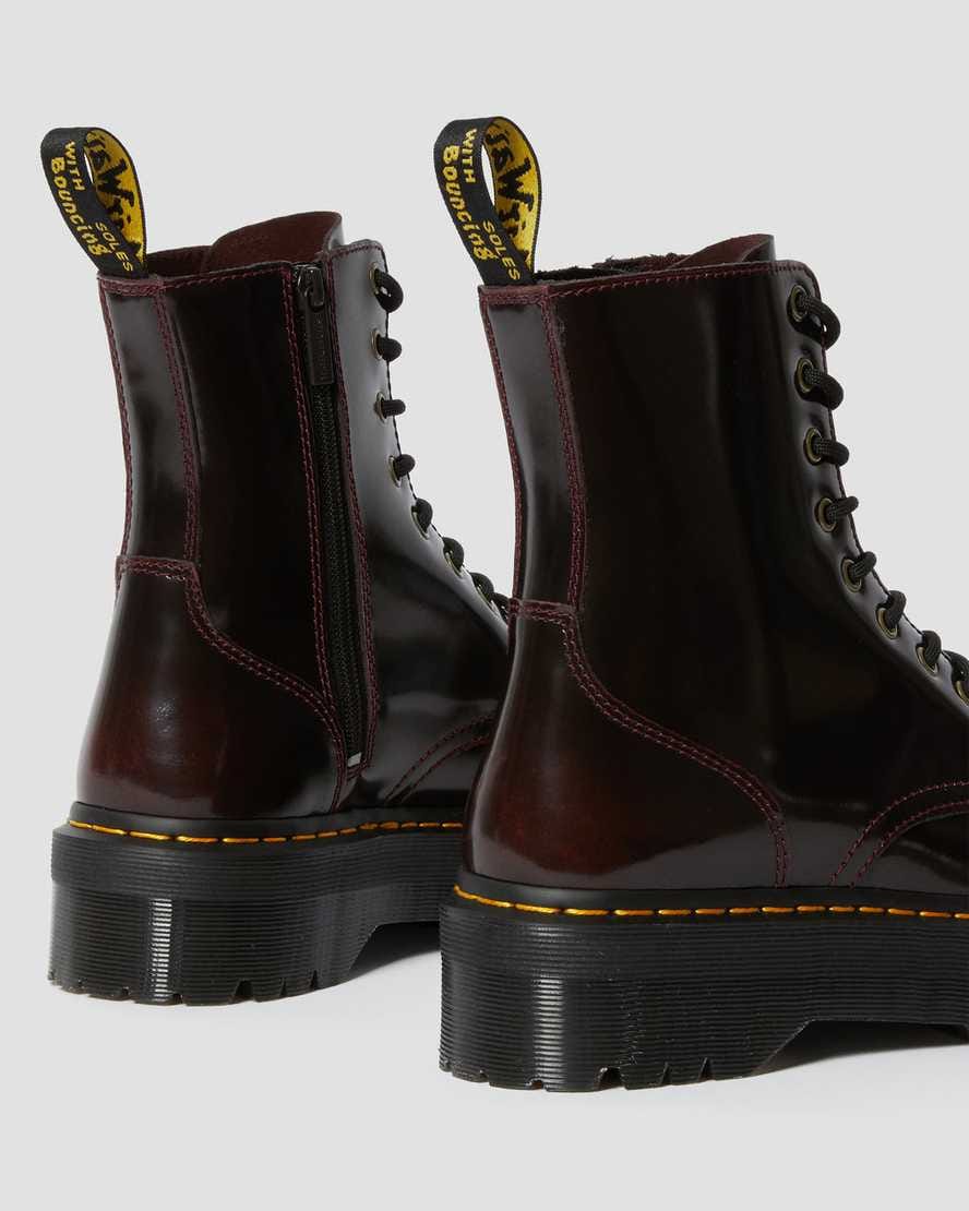 Jadon Arcadia Leather Platform Boots — Cherry Red Arcadia