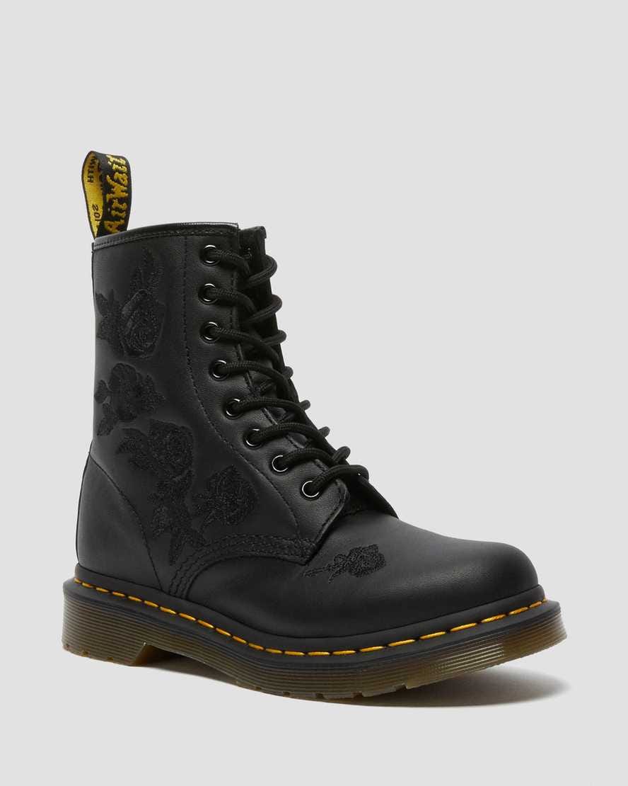 1460 Vonda Mono Women's Floral Boots — Black