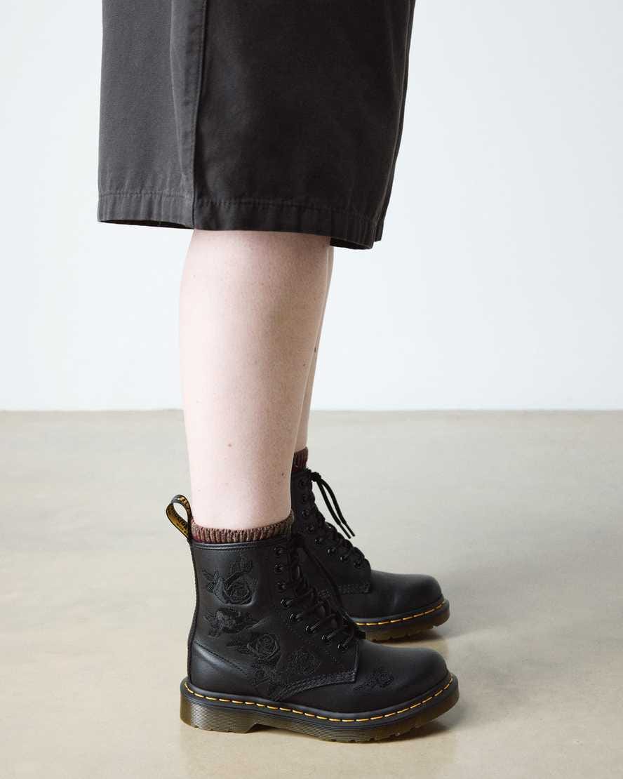 1460 Vonda Mono Women's Floral Boots — Black