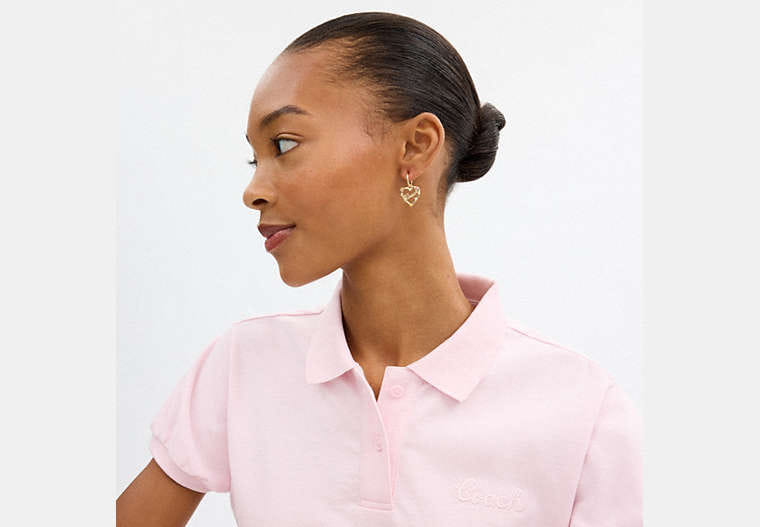 Coach Script Heart Hoop Earrings