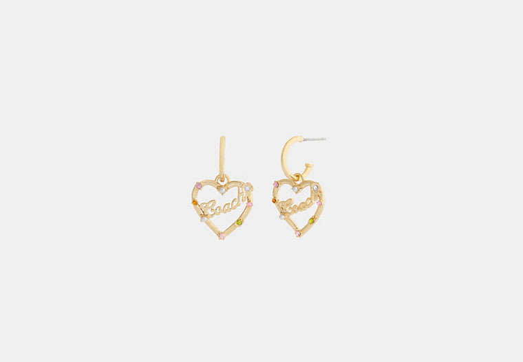 Coach Script Heart Hoop Earrings