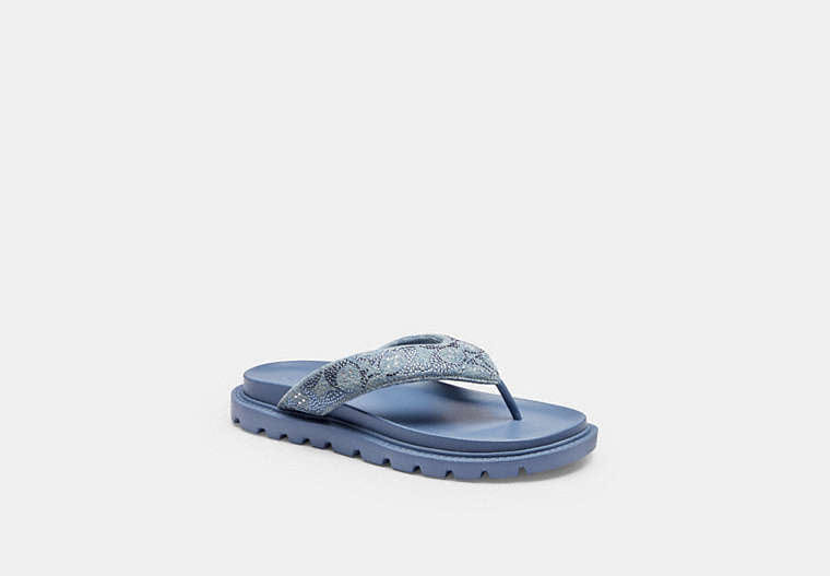 Brynn Thong Sandal In Crystal Signature Denim