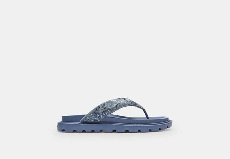 Brynn Thong Sandal In Crystal Signature Denim