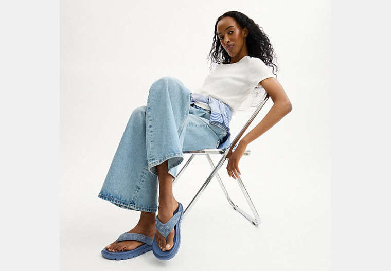 Brynn Thong Sandal In Crystal Signature Denim