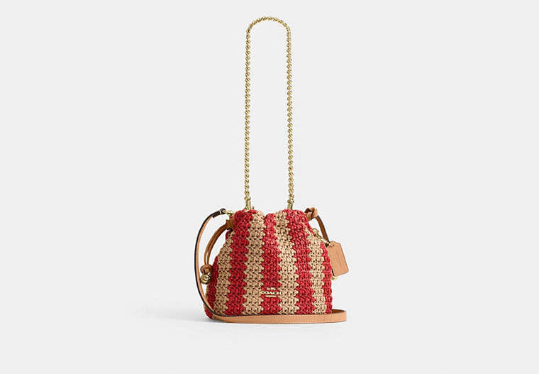 Faye Mini Drawstring Bag With Stripes