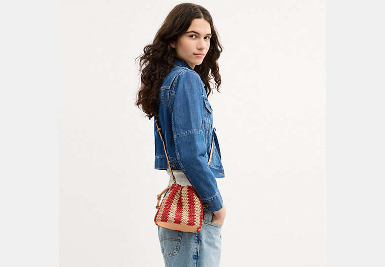 Faye Mini Drawstring Bag With Stripes