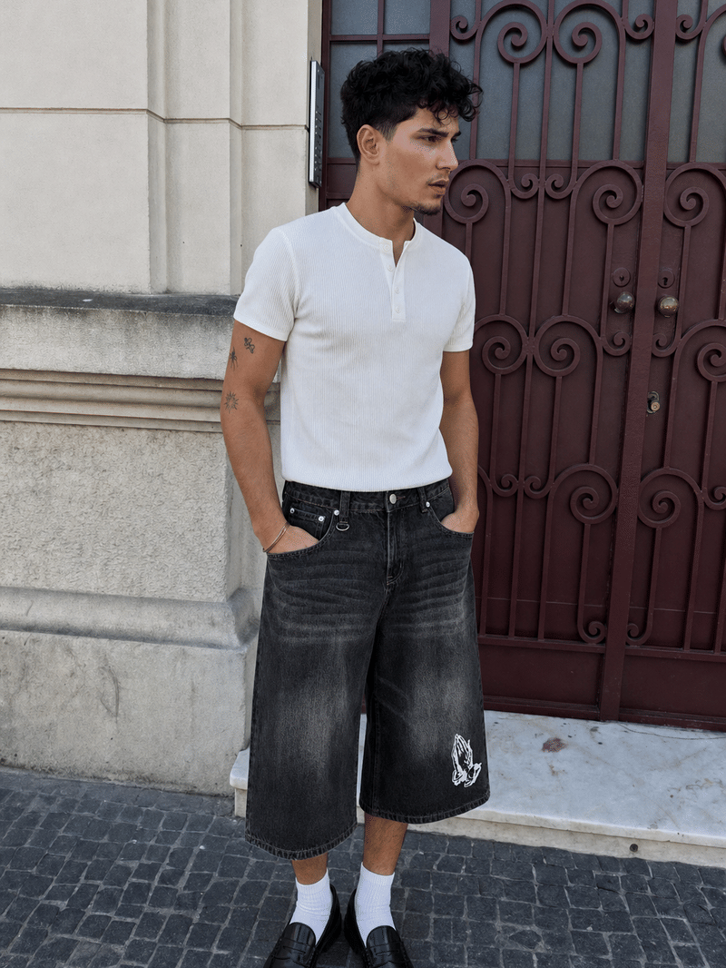 24 Songs Icon Jorts in Black