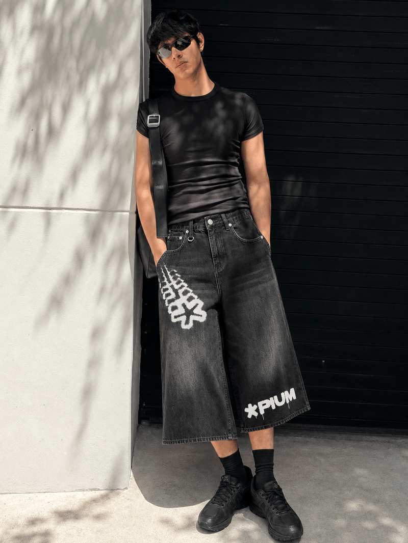 24 Songs OPM Jorts in Black
