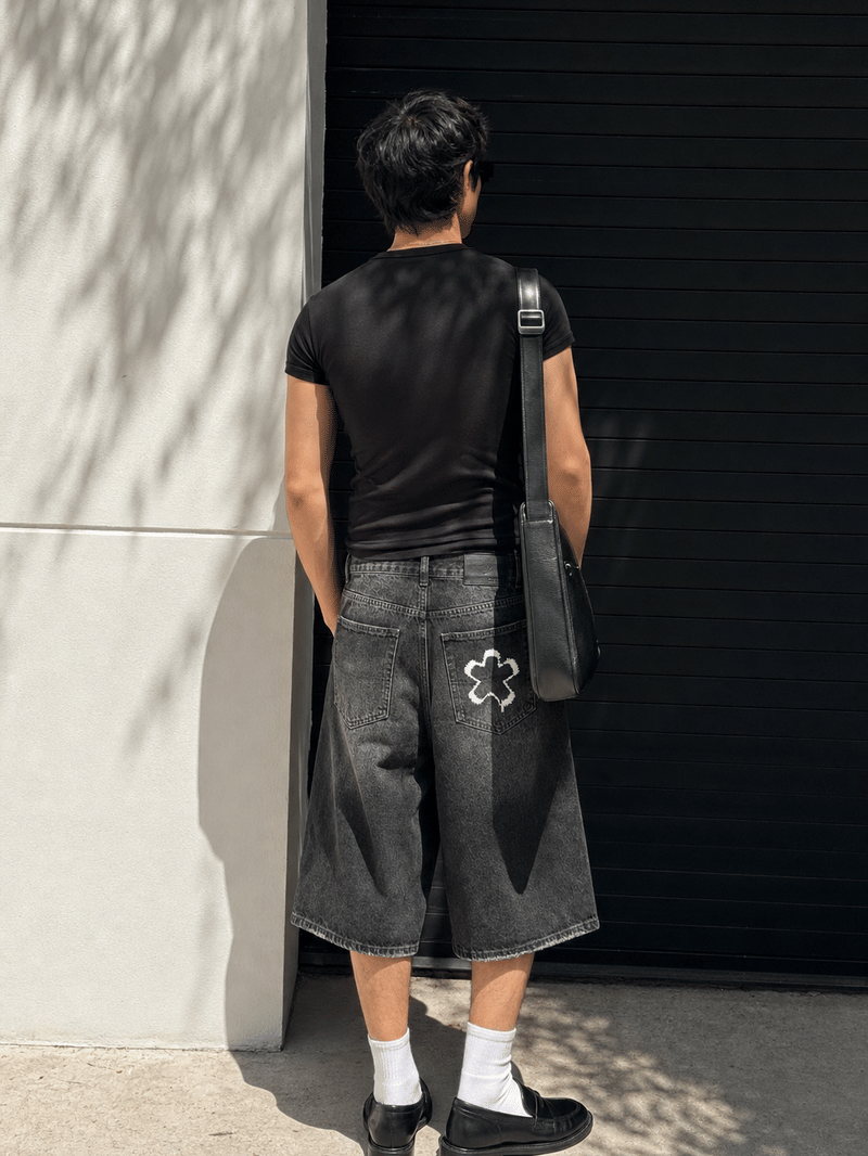 24 Songs OPM Jorts in Black