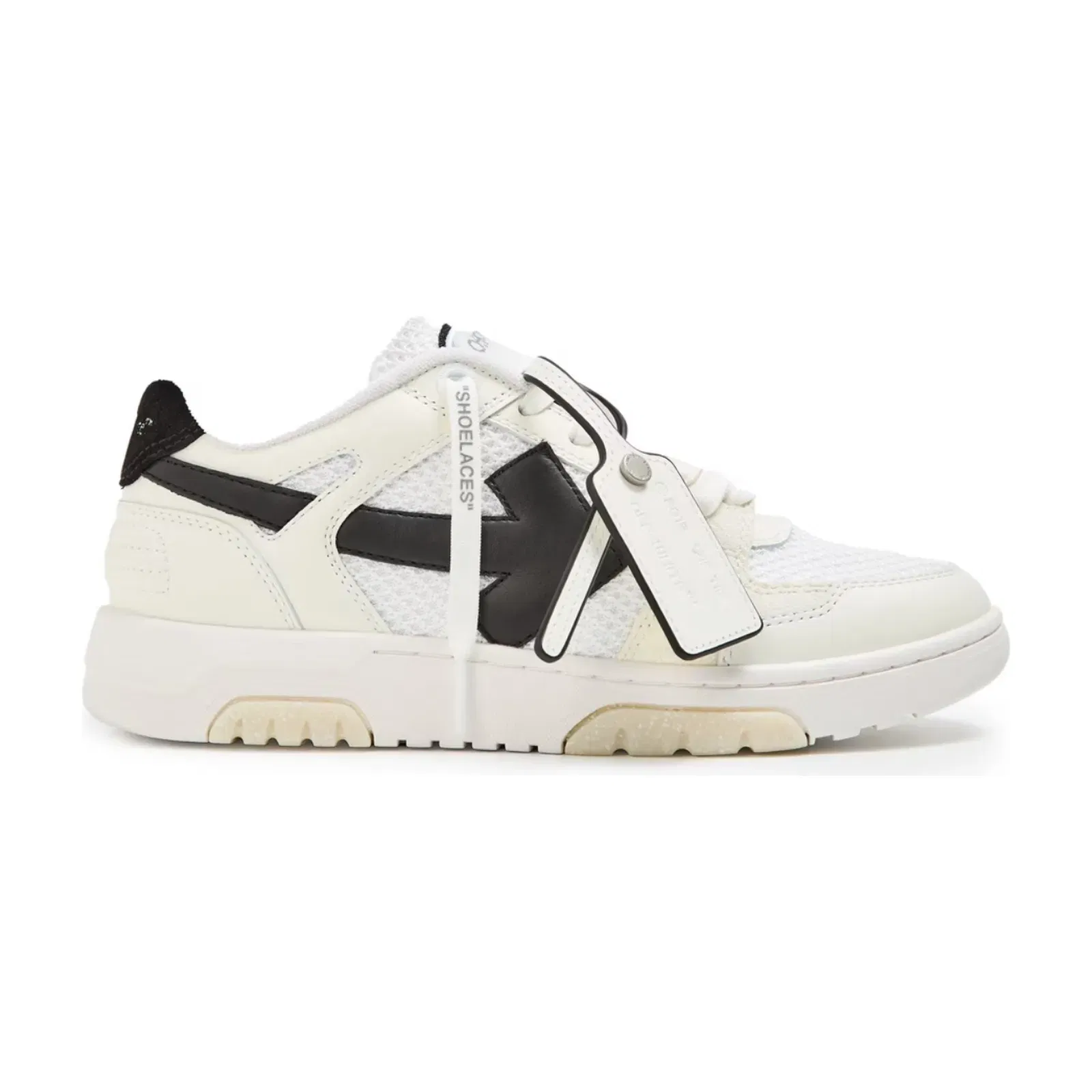 Off White Mens Slim Low Calfskin Leather Trainers White/Black